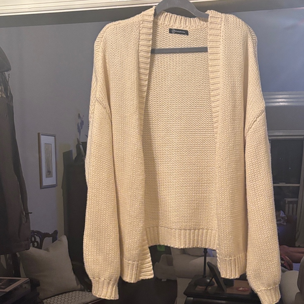 Chic Cream Open-Front Cardigan